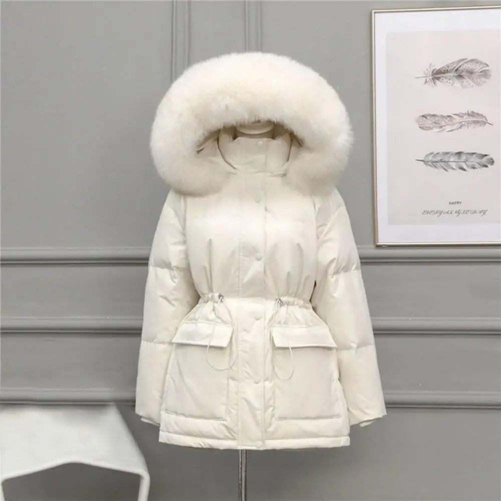 

Зимние стеганые пальто, мягкая плюшевая большая шапка с пушистым воротником и капюшоном, непромокаемые однотонные толстые теплые женские з...