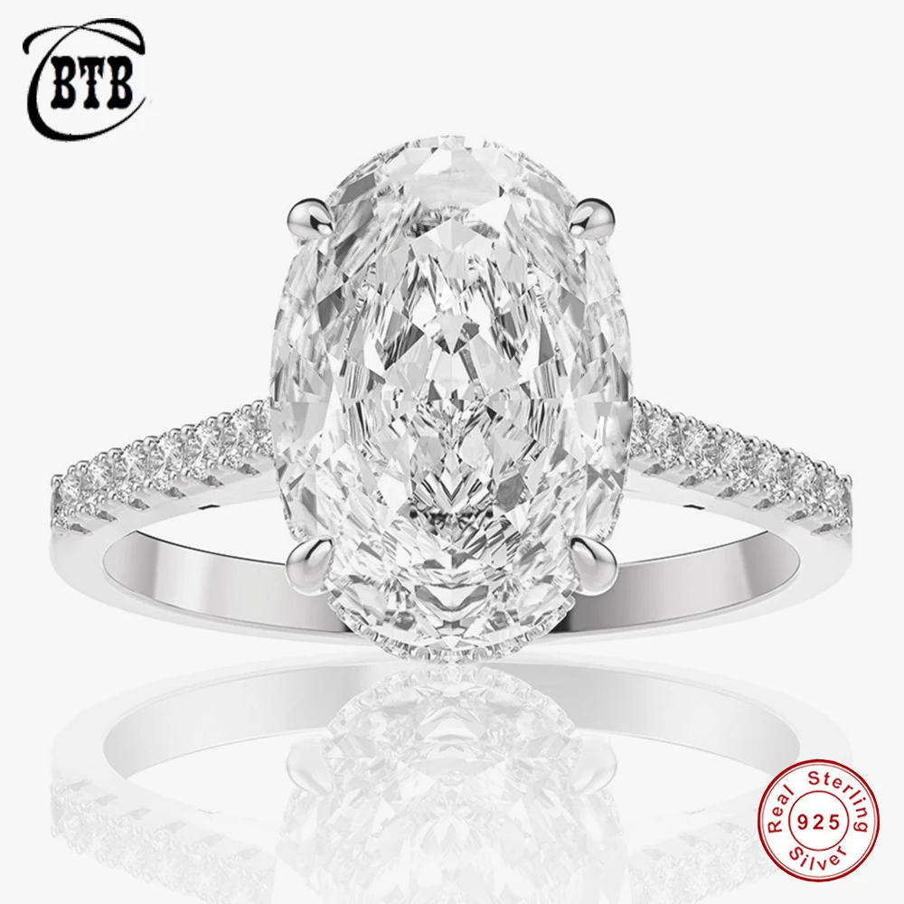 

New 100% 925 Sterling Silver 9CT Oval Created Moissanite Gemstone Engagement Rings Fine Jewelry Diamond Rings for Women