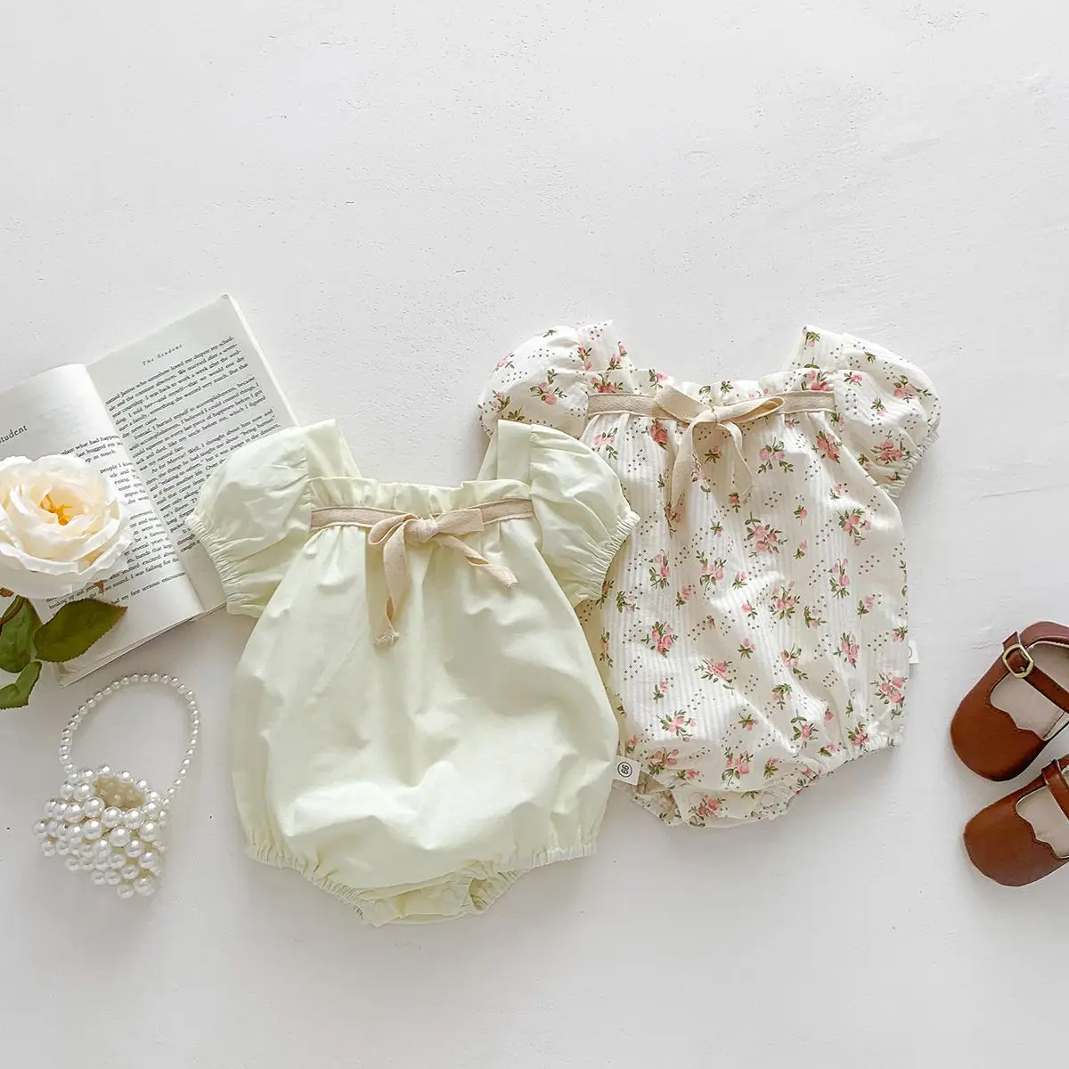 

Bodysuits Pleated New Summer Style Spruce New Arrivals Korean Ventilate Cotton Morden Natural Baby Clothing Comfortable
