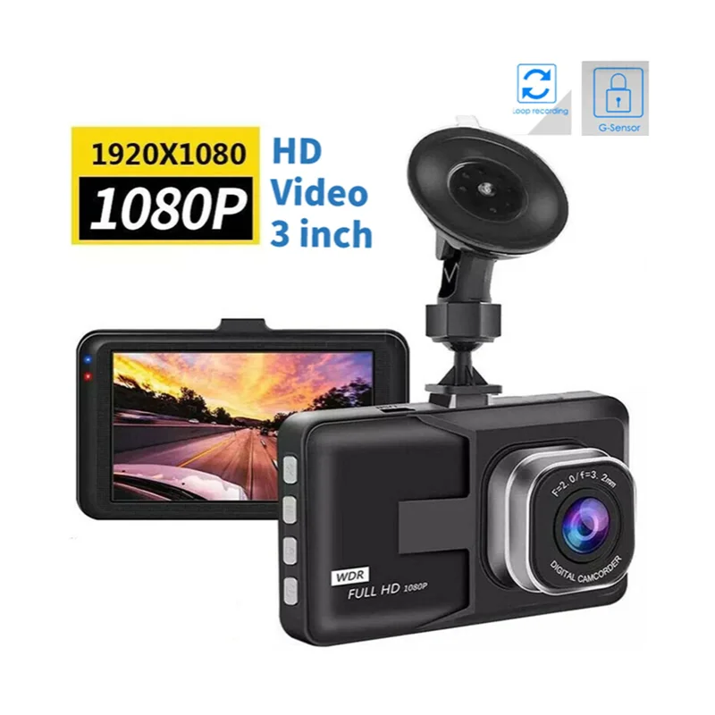 1080P Car Dash Camera 3 Inch Driving Video Car Auto DVR Loop Recorder For Front and Rear Night Vision G-Sensor Car Accessories