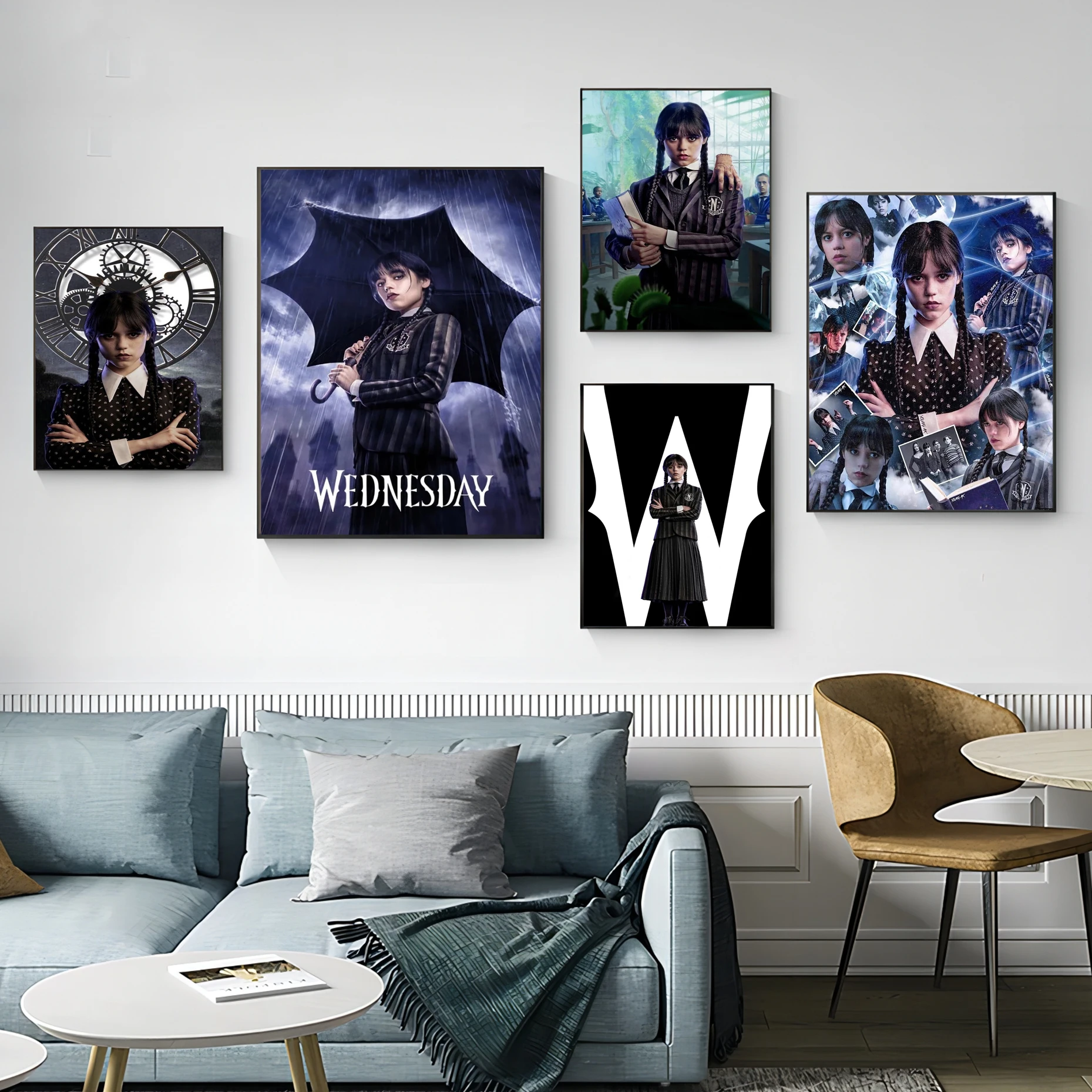 

American Movie TV W-Wednesday-A-Addams Retro Classic Movie Posters Whitepaper Prints Posters Artwork Stickers Wall Painting