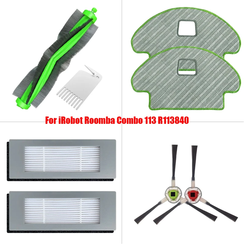 Main Brush Hepa Filter Side Brush Mop Rags Replacement For iRobot Roomba Combo 113 R113840 Robotic Vacuum Cleaner Accessories