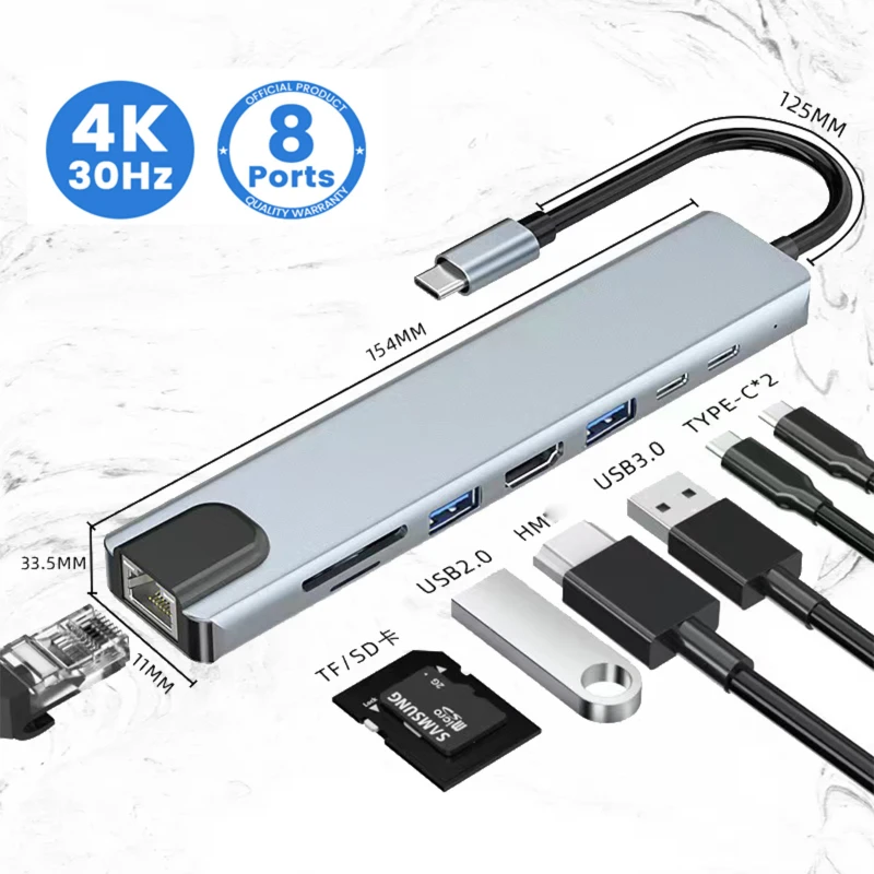 

Usb-концентратор Тип C адаптер для Multi Usb 3,0 разветвитель Otg Hdmi-совместимый RJ45 концентратор 3 0 Sd TF кардридер док-станция для Macbook