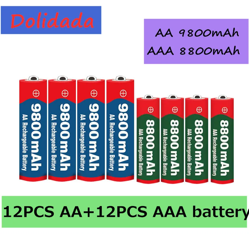 

New 1.5V AA 9800 mAh+1.5V AAA 8800 mAh Alkaline1.5V Rechargeable Battery For Clock Toys Camera battery