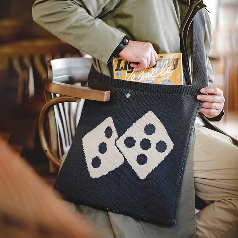 

Вязаная сумка-Кроссбоди Maden Lucky Dice, винтажная вместительная сумка-тоут через плечо, Мужская брендовая Дизайнерская Дорожная сумка-мессенджер