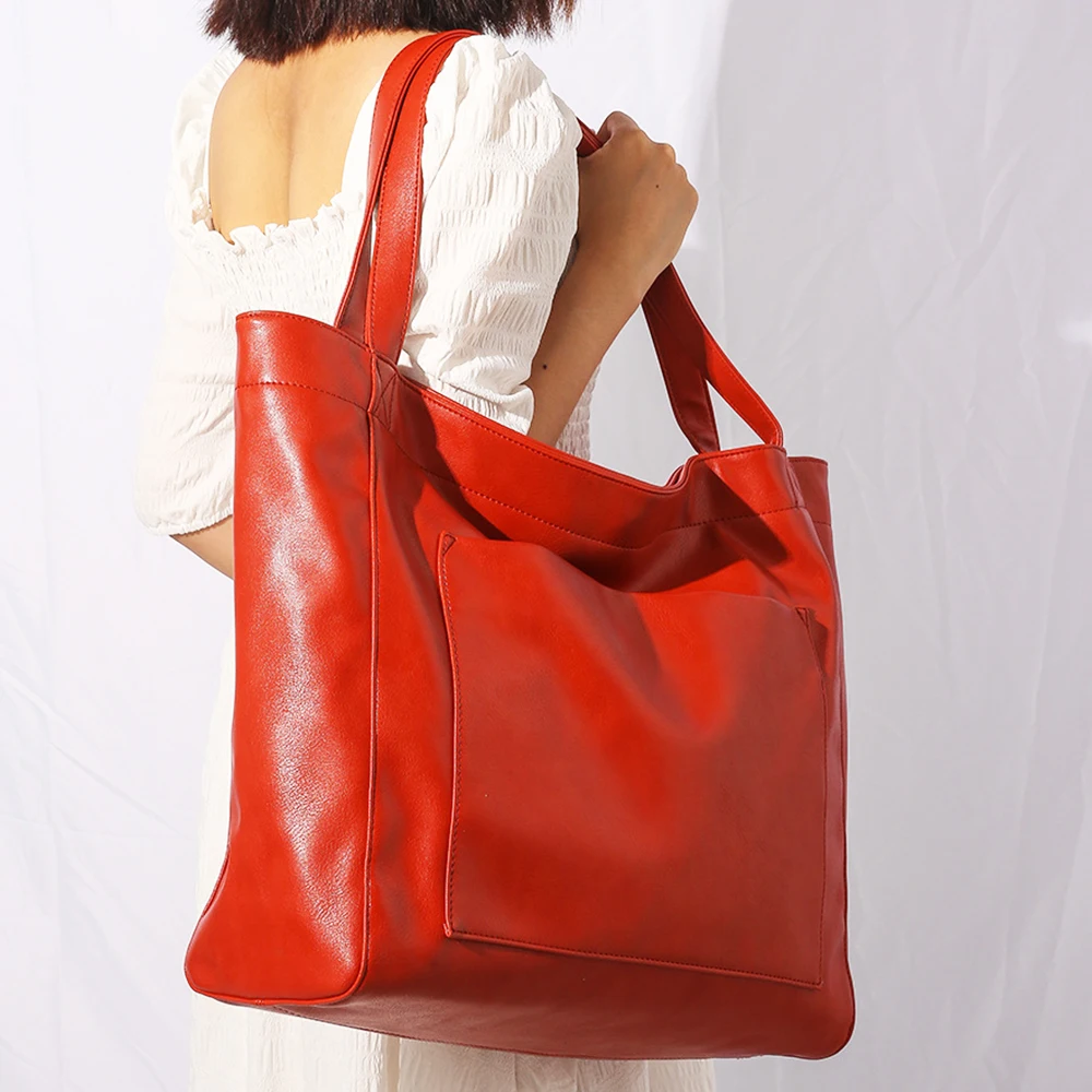 

Oil Wax Leather Big Totes Bag For Women Travel Handbag Luxury High Capacity Lady Hand Bags With Purse Pocket Female Shopping Bag