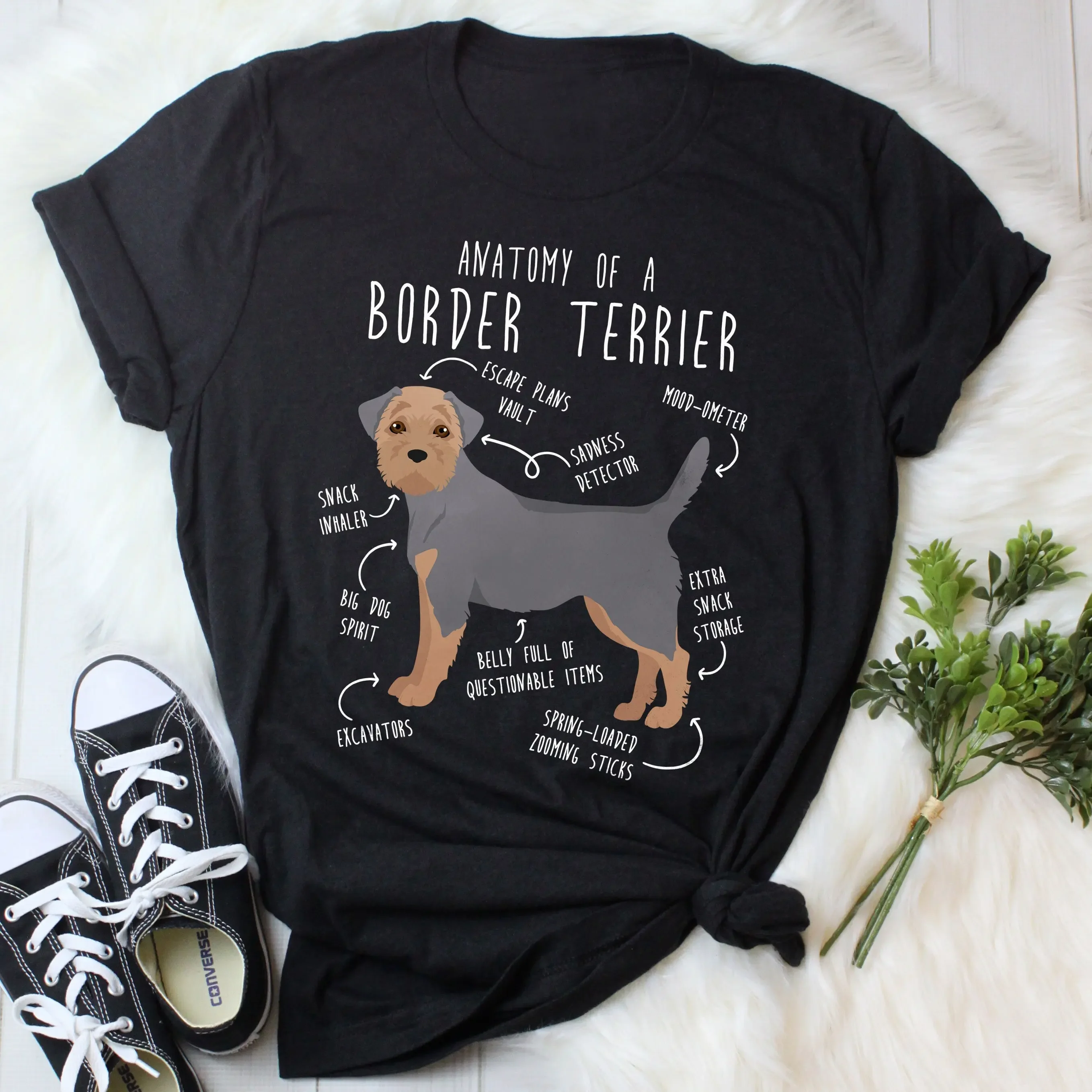 Футболка бордер-терьера синяя и коричневая для любителей собак милое домашнее