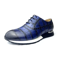 high end mens casual shoes handmade genuine leather blue lace up breathable flat sneakers travel shoes zapatos casuales hombres