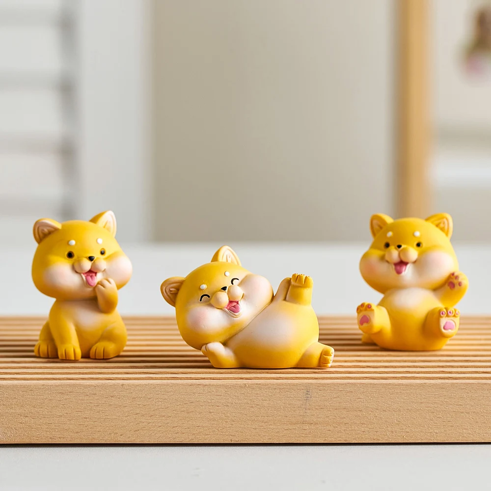 

Novelty Shiba Inu Ornament Aesthetic Room Decor Resin Crafts Desktop Figurines Kawaii Animal Trinkets Easter Decoration Holiday
