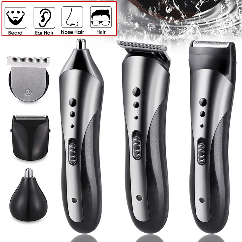 

3in1 Hair Clipper Nose Trimmer Beard Shaver Cordless Rechargeable Head Washable