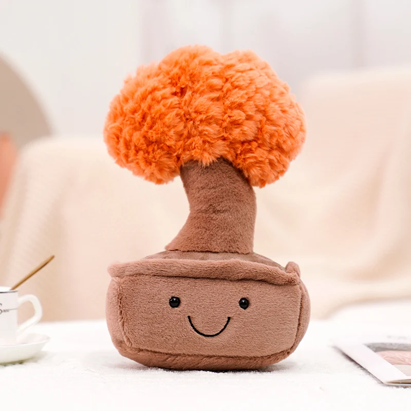 22-35CM Cute Kawaii Fortune Tree Mushroom Succulent Plush Stuffed Plant Toy Doll Gift for Kids Adults Desk Bookshelf  Decoration