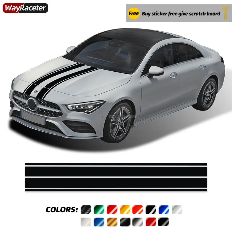 

Edition 1 Bonnet Stripes Line Car Hood Sticker Decal For Mercedes Benz W176 W177 W204 W205 C63 AMG W212 A C E GLA CLA GLC M GLS