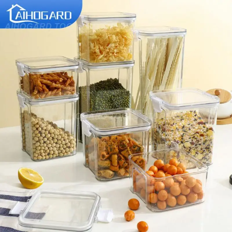 

Jars With Lid Sealed Ring Bottles Cereal Storage Container Food Preservation Box Transparent Kitchen Sealed Storage Box