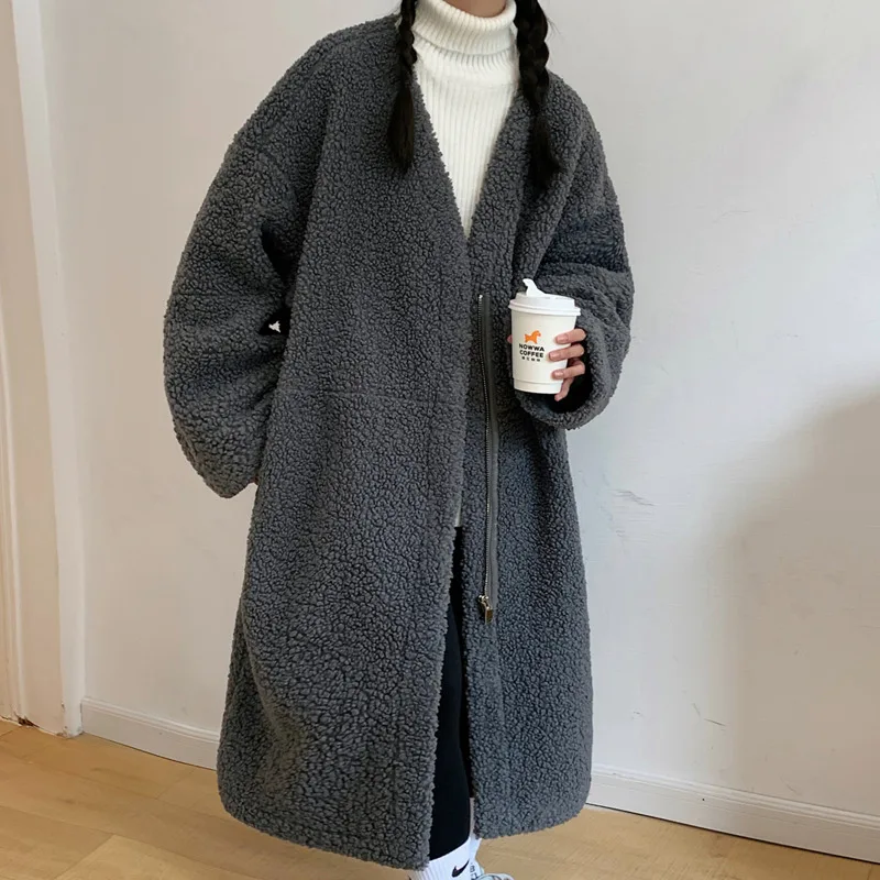 Winter Jacket Men Warm Fashion Retro Thicken Lamb Wool Jacket Men Streetwear Korean Loose Thick Long Hooded Coat Mens Overcoat