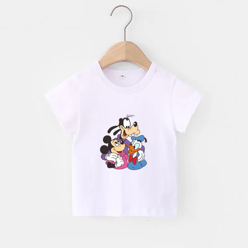 Summer Baby Boy Clothes Mickey Mouse Goofy Duck Friend Short Sleeve T Shirts 2-8 Year Children Tops Casual Clothing Kids Costume |