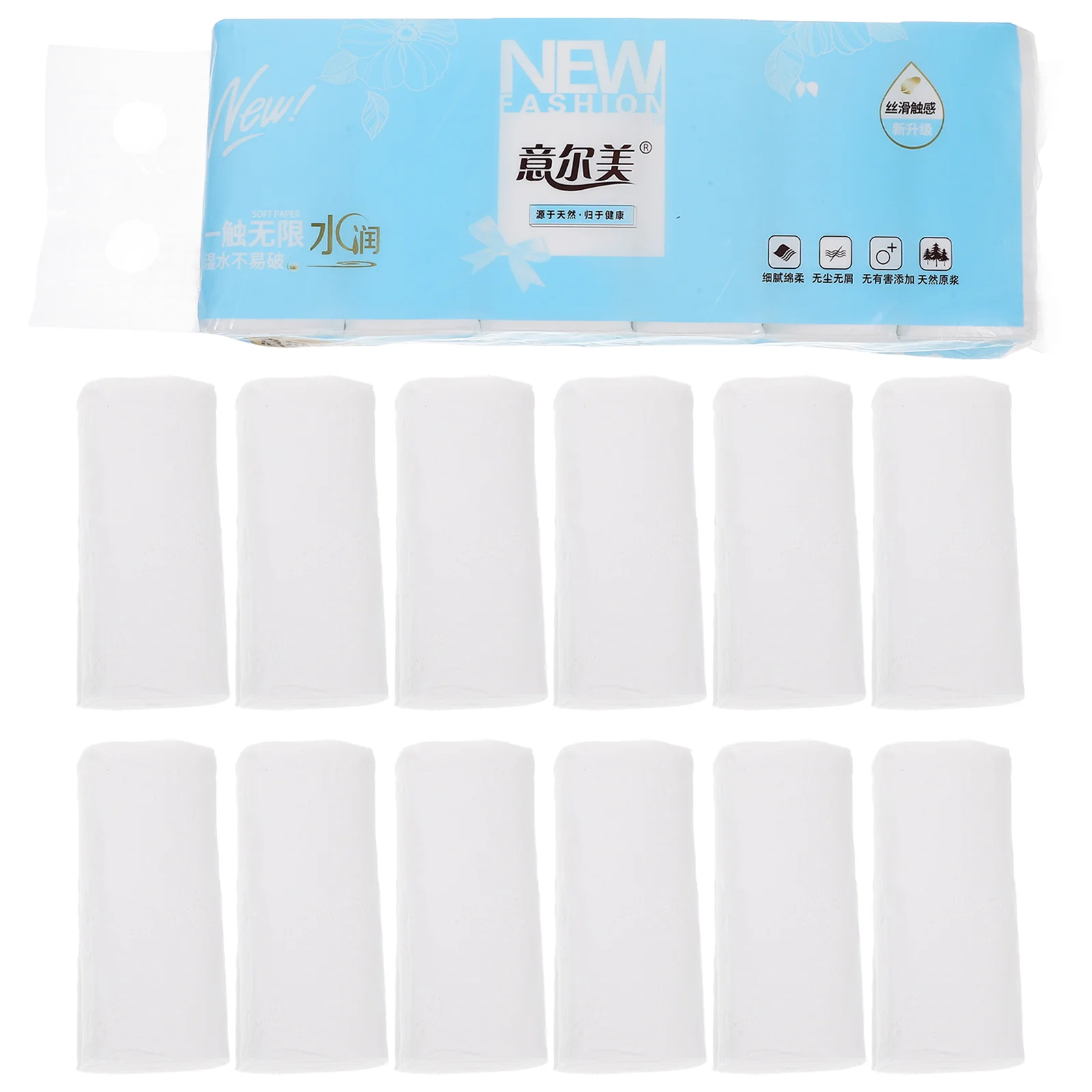 

12 Rolls Coreless Roll Paper 5-layer Roll Paper For Home Bathroom Tissue for Home Office Hotel