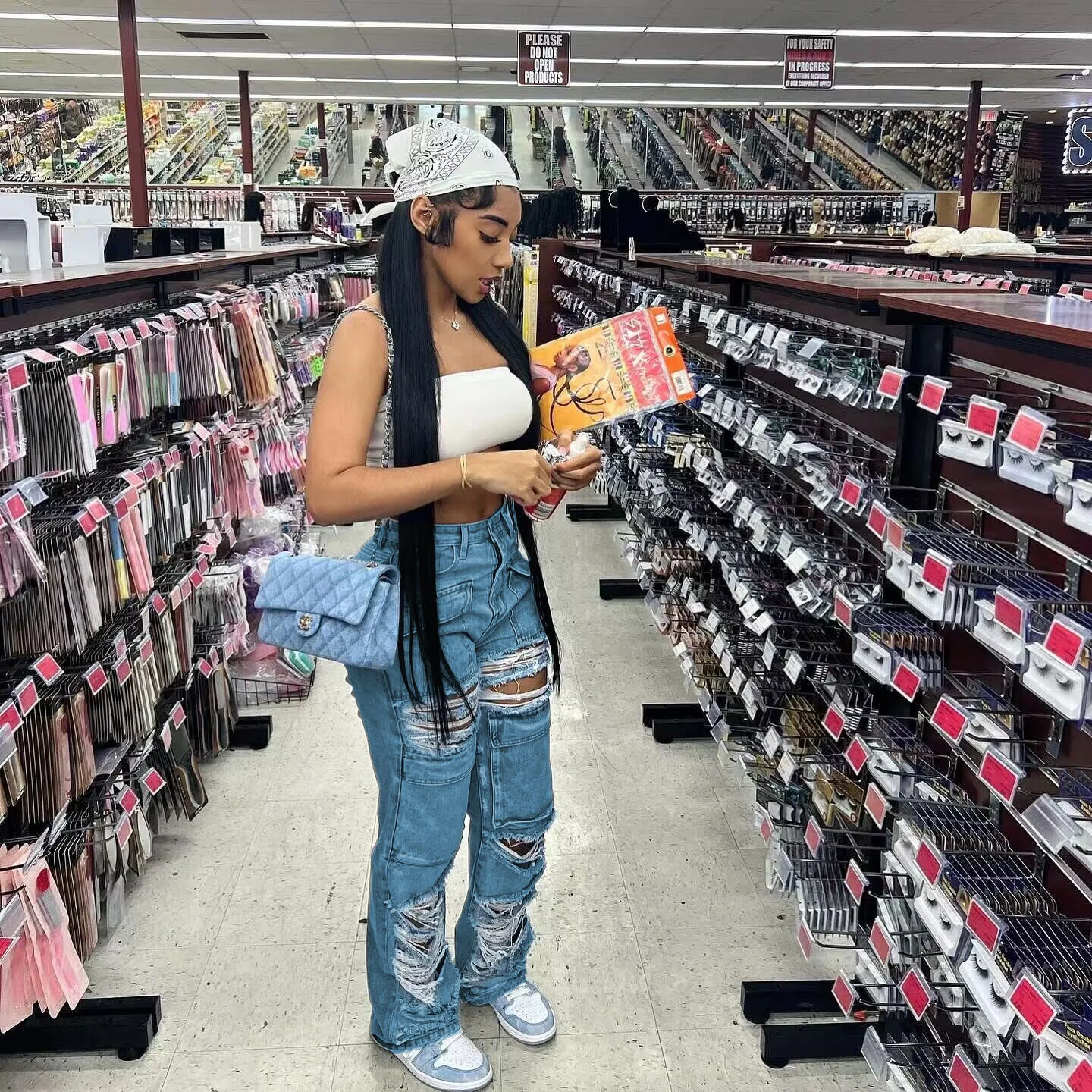 

Джинсовые брюки в стиле ретро, рваные брюки с вырезами Женская Повседневная Свободная одежда 2023 Y2K комбинезоны с широкими штанинами джинсовые брюки с высокой талией