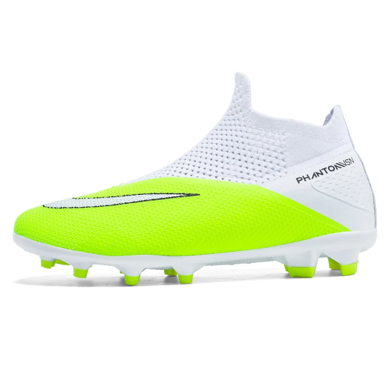 2022 White Green Slip-on Professional Football Boots Men Women Futsal Cleats Large Size 47 48 FG/TF Society Soccer Shoes for Men