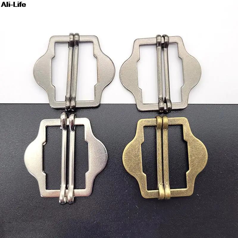 3PCS Metal Two Slides Tri-Glide Buckles For Suit Vest Shoulder Leather Bag Strap Belt Slider Adjustment Rectangle Buckle