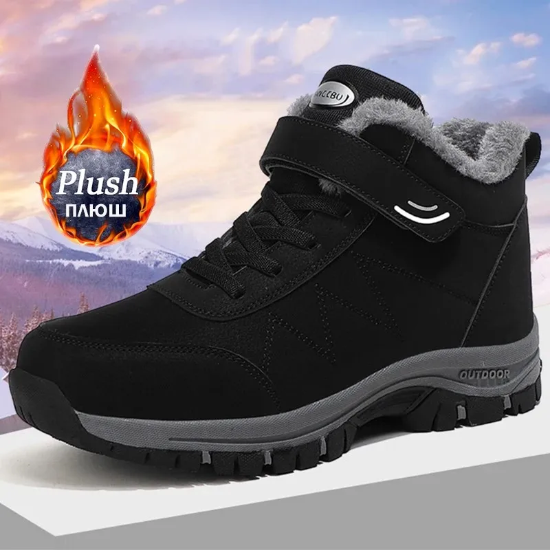 

2024 New Women Men Warmer Boots Winter Plush Leather Waterproof Chill-proof Sneakers Climbing Hunting Antiskid Shoes Unisex