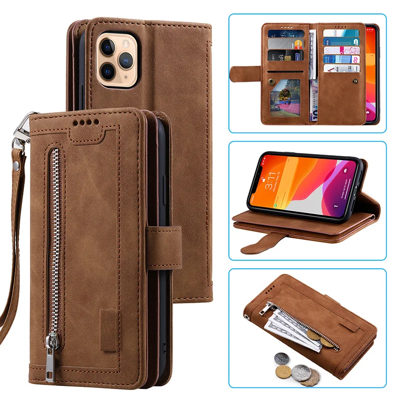 

Zipper Flip Leather Case For iPhone 13 12 Pro Max 11 Pro SE 2020 10 X 6 6s 7 8 Plus XR XS Max Wallet Book Phone Case