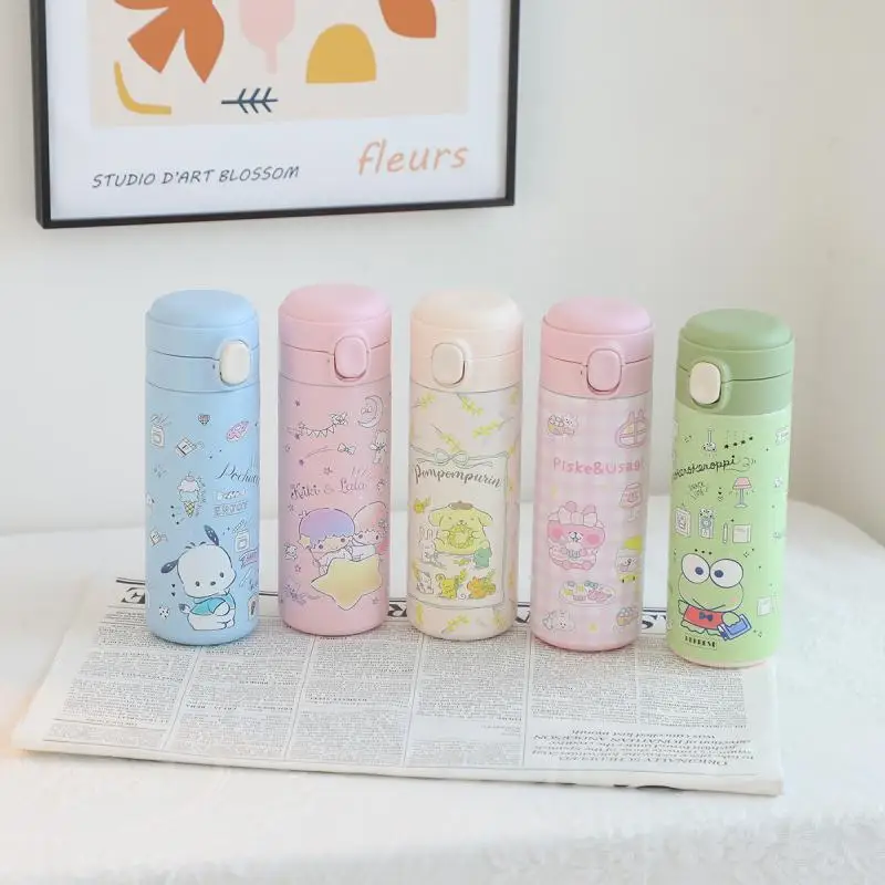 

Kawaii Sanrio Thermos Kuromi Accessories Cute Anime 304 Stainless Steel Bouncing Cup Student Drinking Portable Toy for Girl Gift