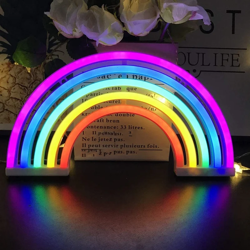 Promotion! Rainbow Neon Light Sign 5 Colors-Rainbow LED Lamp Wall For Cool Art Bedroom Decorations Home Accessor |