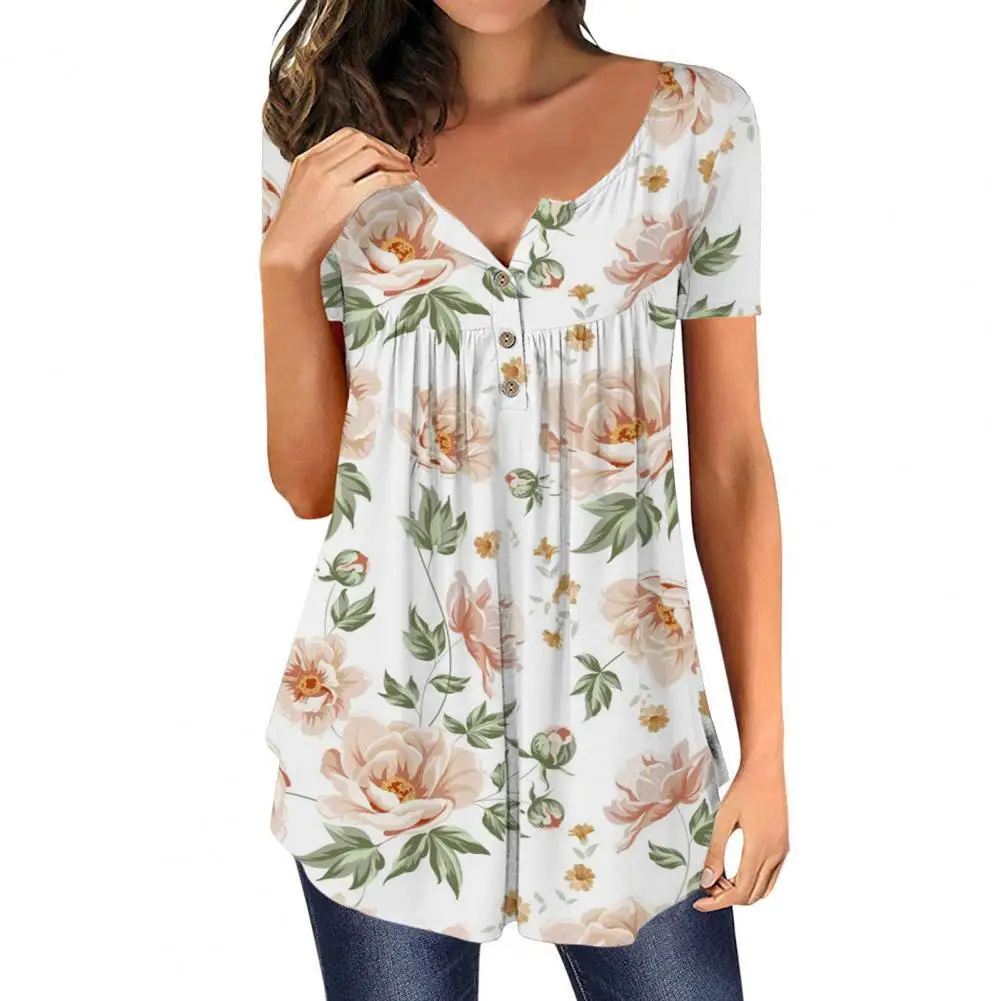 

Fashion Butterflies Print O-neck Women Blouse Summer Top All-matched Thin