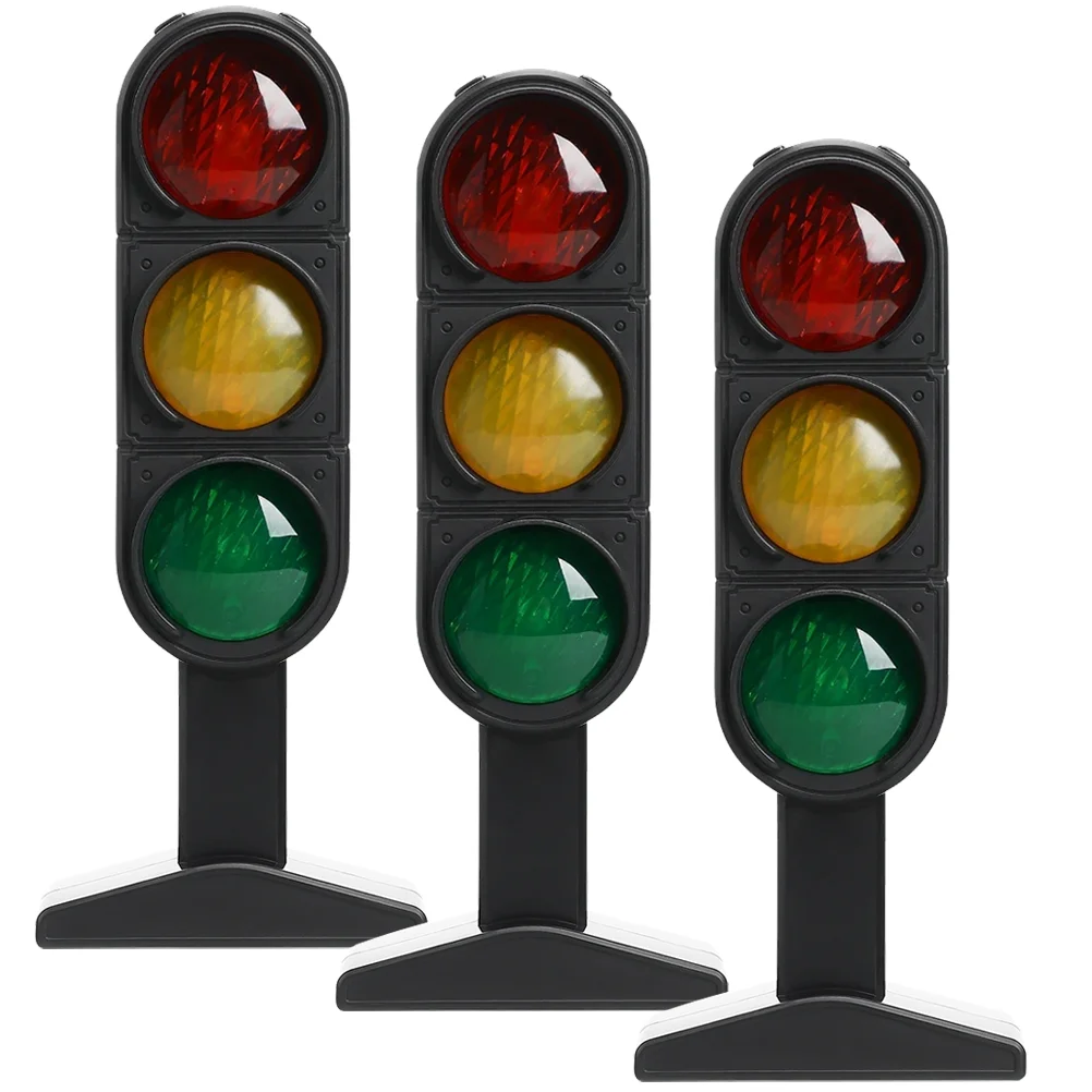 

3 Pcs Miniatures Road Sign Traffic Light Toy Model Educational Signs Puzzle Toys Kids Plastic Pretend Play Toddler