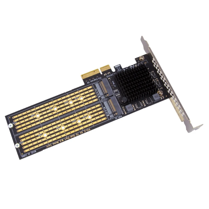 

Адаптер SSU PCI-E X4 к двойному Nvme Pcie, M.2 Nvme SSD к PCI-E X8/X16 Card Поддержка M.2 (ключ M) Nvme SSD 22110/2280/2260/2242