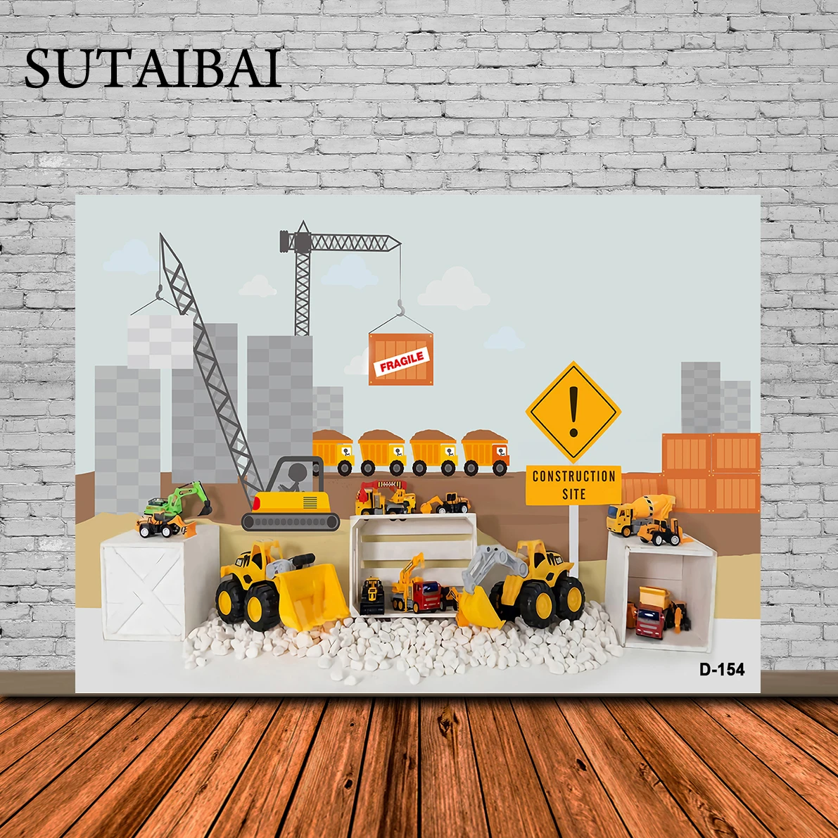 

Construction Zone Photography Background Dump Truck Excavator Boy 1st Birthday Party Backdrop Photophone Photo Studio Props