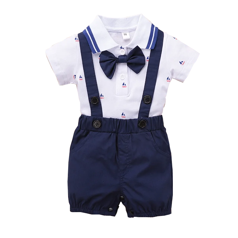 

Комплект одежды для маленьких мальчиков, летний топ с принтом якоря, рубашка-поло, синие шорты, костюм для новорожденных мальчиков, костюм д...