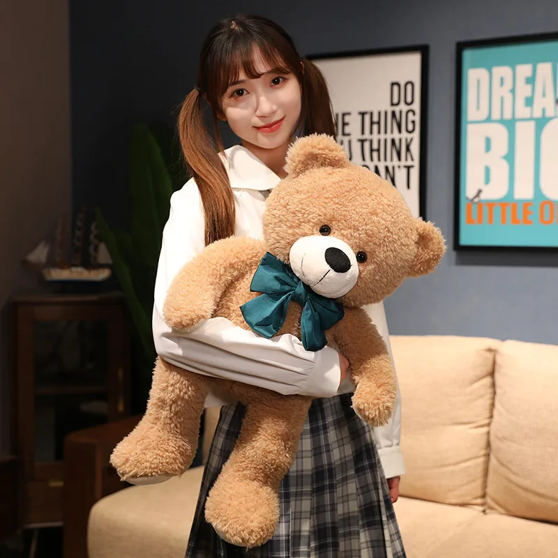 

40-80cm Kawaii Teddy Bear Plush Toy Stuffed Animal Soft Brown White Bear with Bow Doll Toys for Kids Girls Valentine Xmas Gift