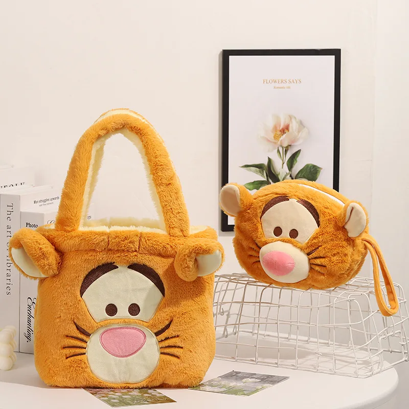 

Disney Genuine Winnie The Pooh Plush Toys Kawaii Tigger Cute Plush Handbag Double-sided Available Flip Storage Bag Toy