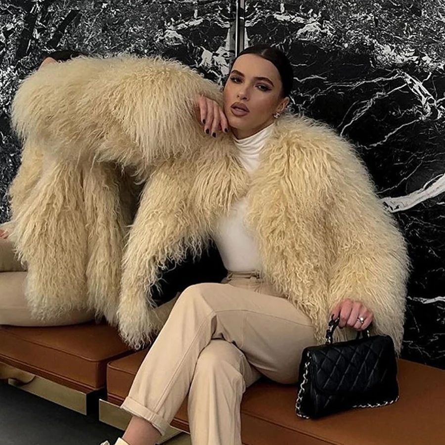 Зимние куртки из натурального меха женская куртка овчины тибетское пальто