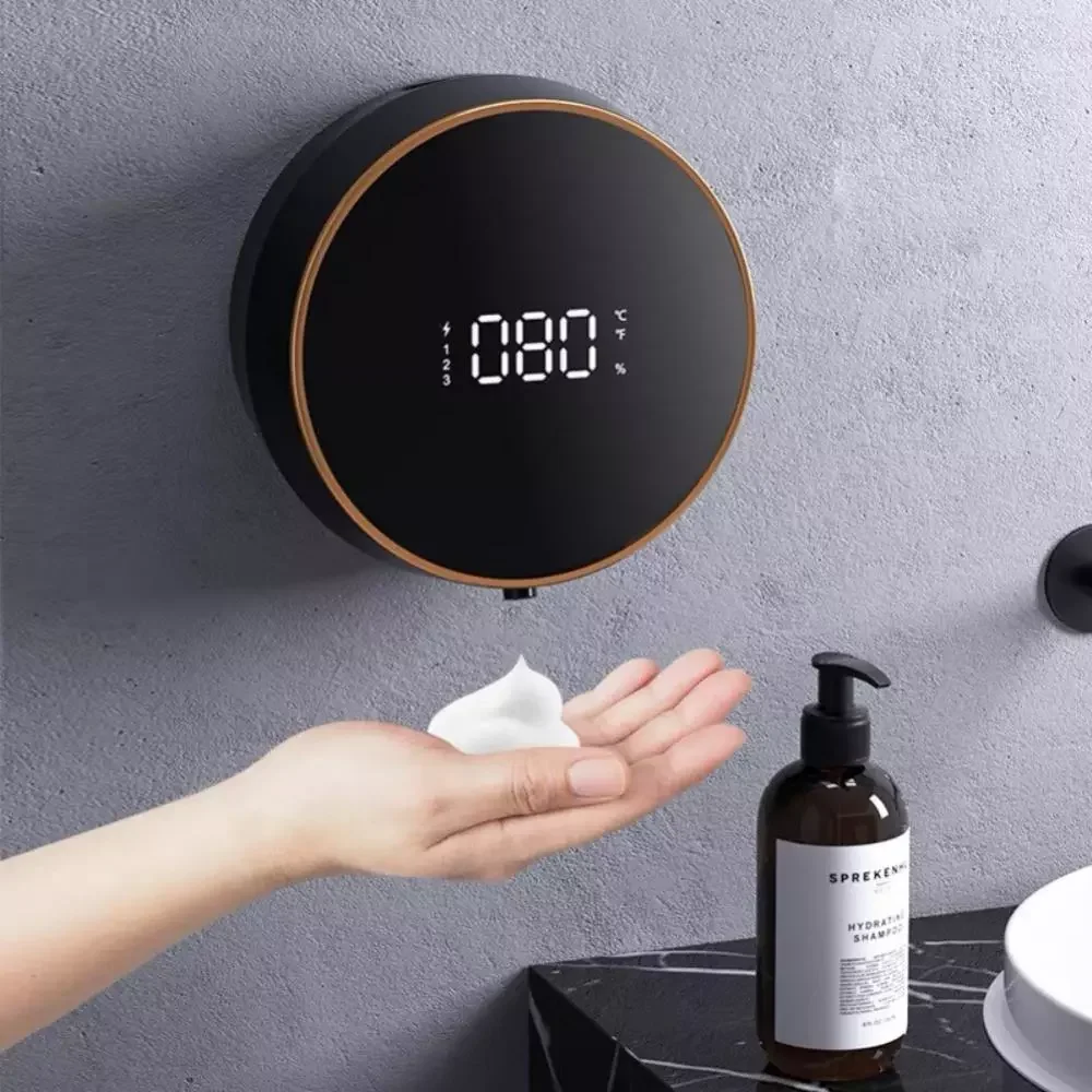 

NEW2023 Wall Mount Automatic Liquid Soap Dispenser LED Temperature Display USB Rechargeable Touchless Infrared Induction Soap Di