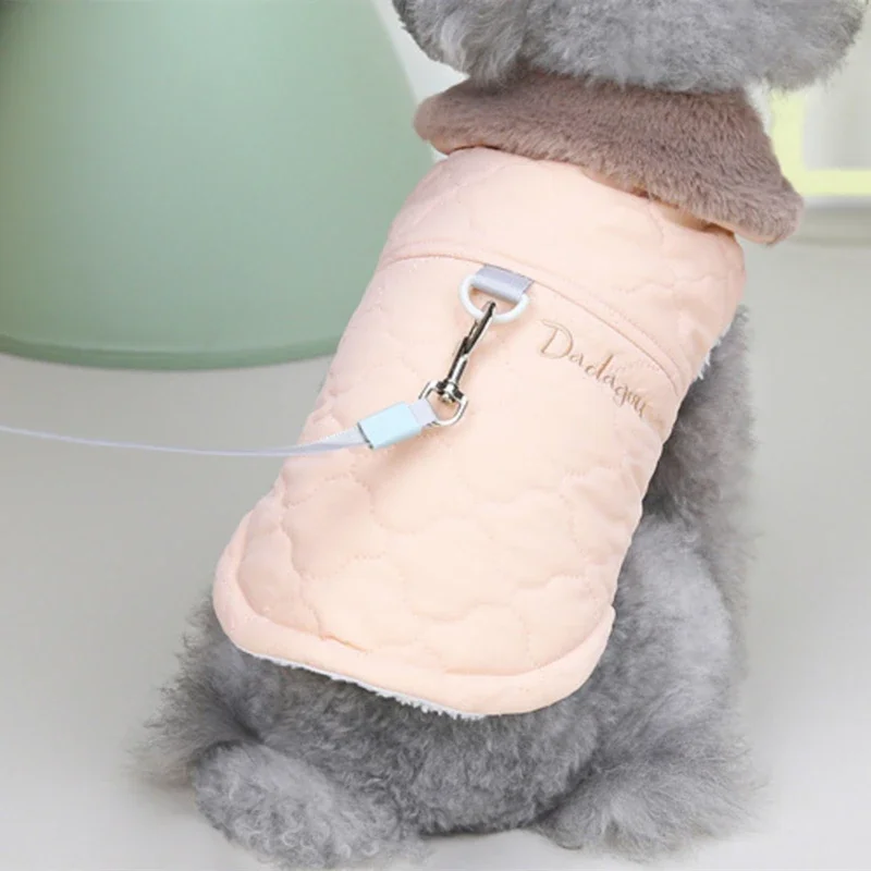 

Dog Cotton Coat Clothes Winter Cat Puppy Chihuahua Teddy French Dog Pet Clothing Two-legged Cotton Clothes with Pull Ring