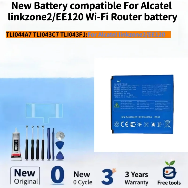 Фото Новый аккумулятор, совместимый с Wi-Fi роутером TCL Alcatel linkzone2/EE120, 4400 мАч, TLi043F1/TLi043C7/TLi044A7 + бесплатные инструменты №1