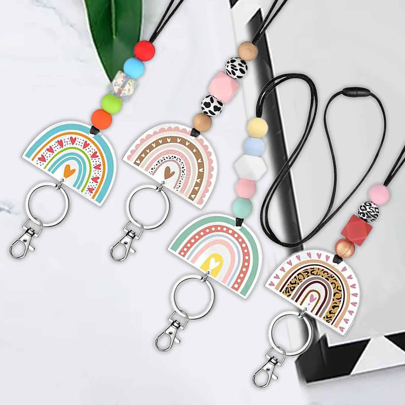 

4x Teacher Lanyards for ID Badges And Keys Badge Lanyards Cute for Students