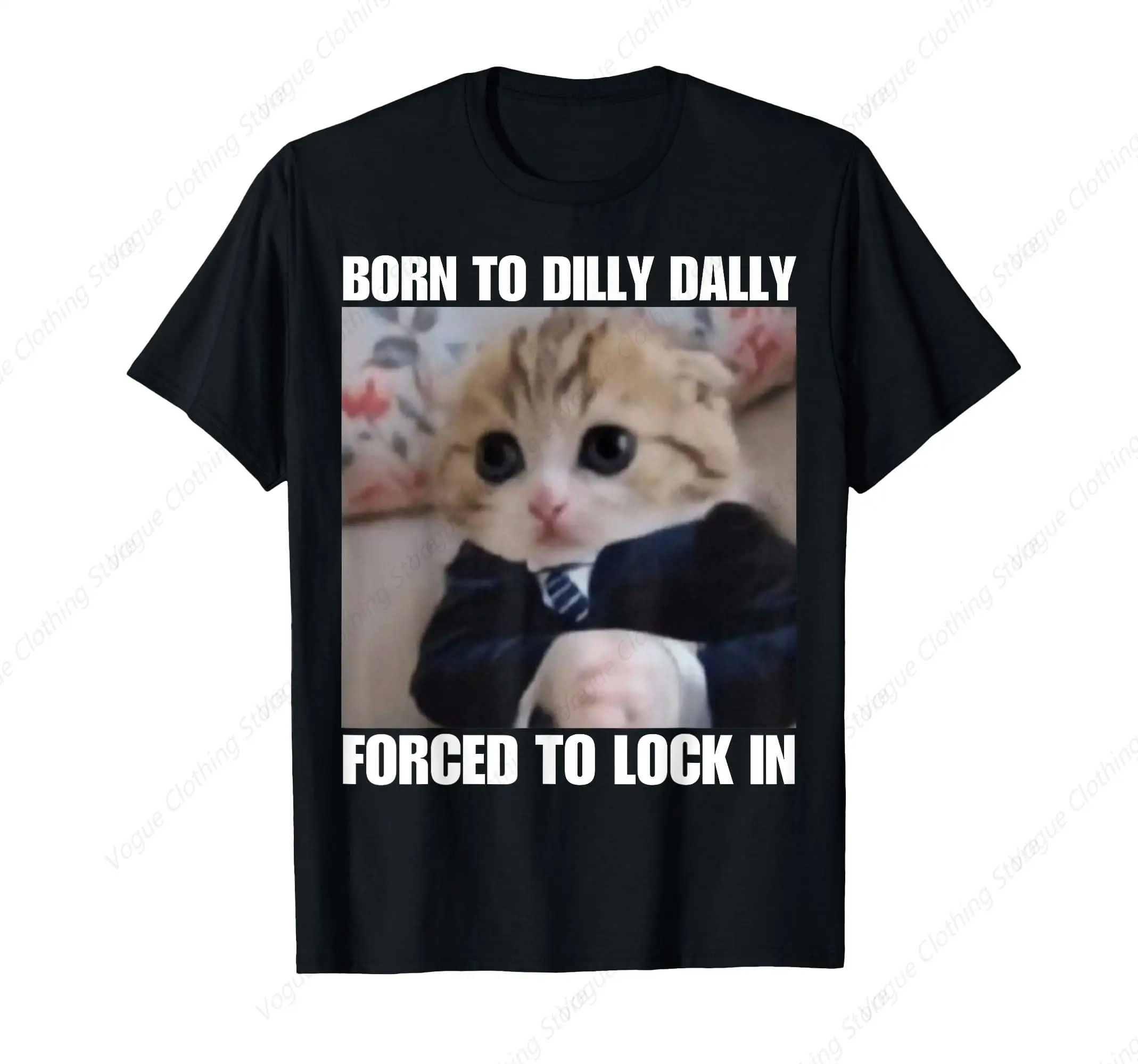 Футболка Born To Dilly Dally Forced Lock In Cat удобная мягкая хлопковая одежда с короткими
