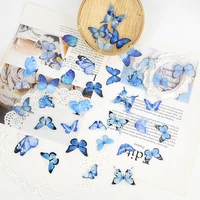 40pcsset elegant butterfly stickers pet transparent decals scrapbook diy phone laptop waterbottle planner diary journal