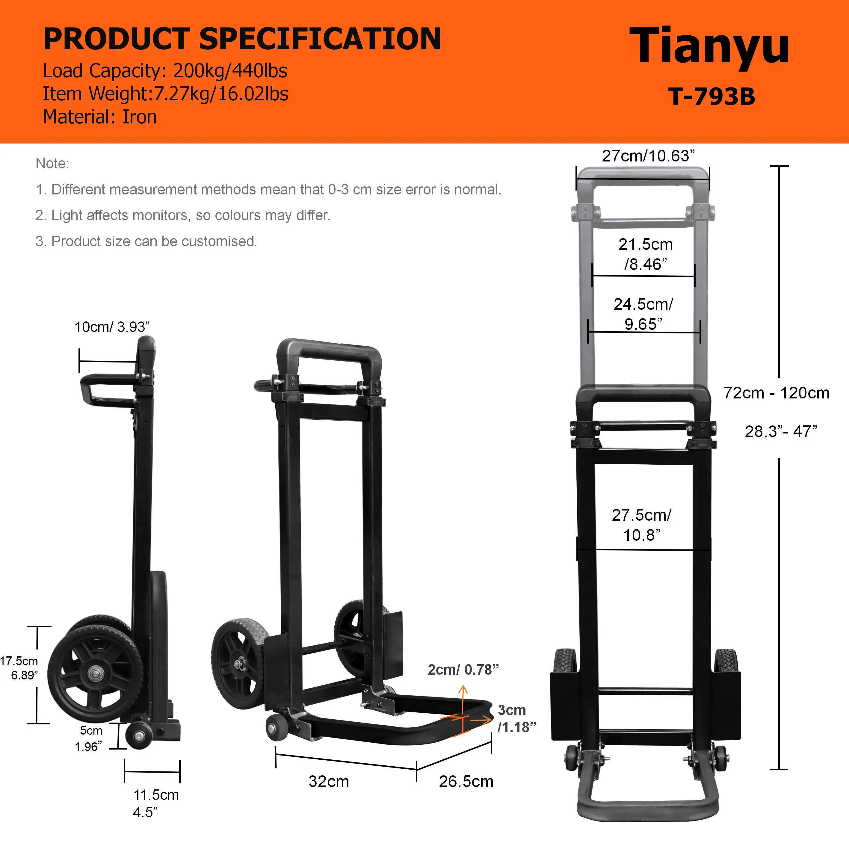 Алюминиевая складная тележка Tianyu складные ручные грузовики для покупок с