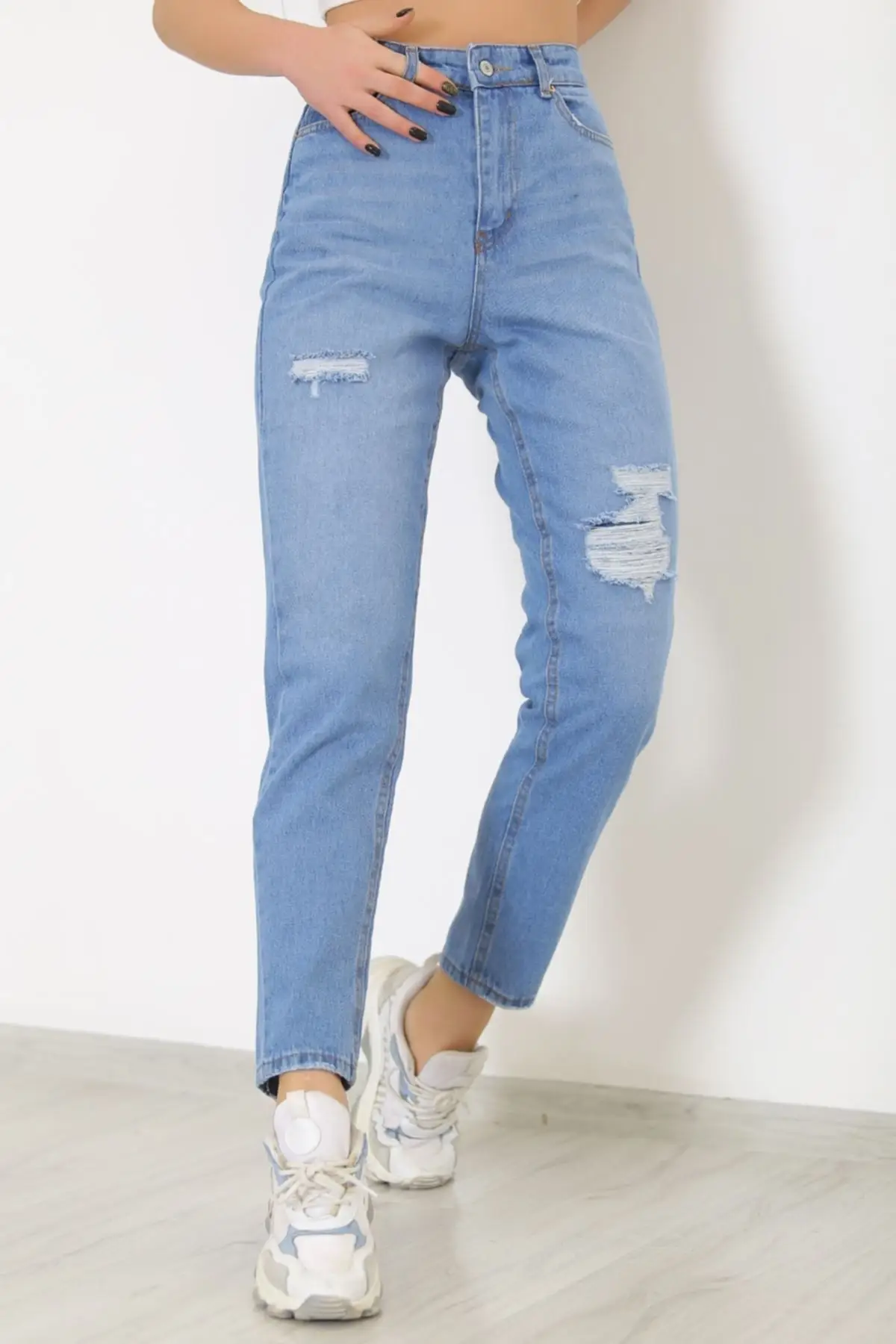 

Женские джинсы, винтажные штаны, светло-голубые длинные прямые брюки, уличная одежда, женские брюки на молнии с пуговицами