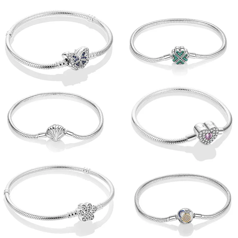 

Hot Sale 100% 925 Sterling Silver shell Bracelet Fit Original Beads Charms DIY Jewelry Gift For Women