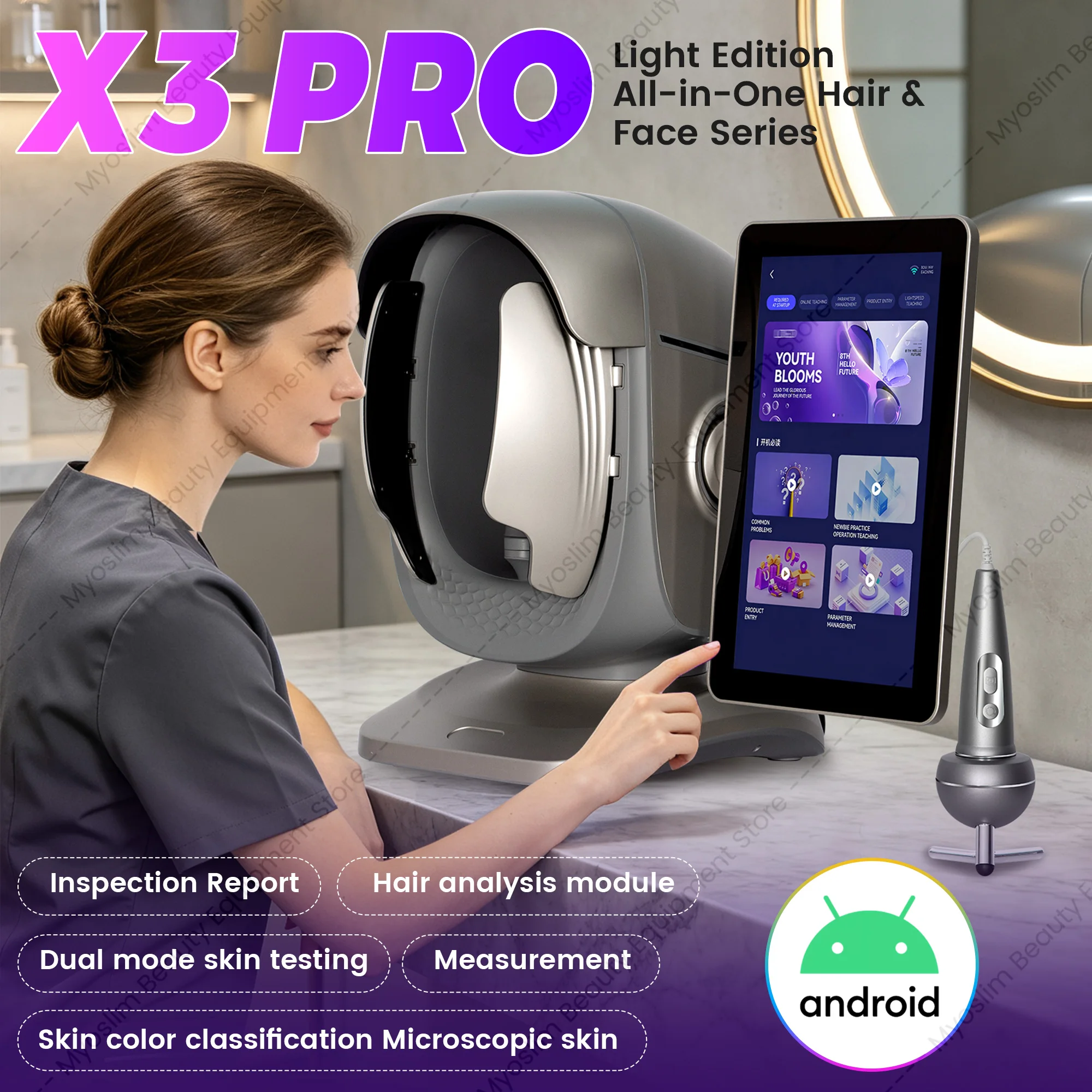 Фото Анализатор кожи X3 Pro: Камера для диагностики состояния кожи лица, аппарат для тестирования кожи, прибор для диагностики кожи №2