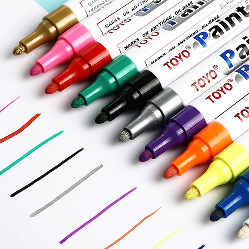 

Metallic Marker Pens Permanent Paint Waterproof 11 Colors Paint Marker Pens for Rock Painting Card Ceramics DIY Photo Album Mugs