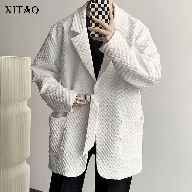 

XITAO, блейзер на одной пуговице, модный, белый, черный, маленький, свежий, длинный рукав, карман, весна 2022, однотонное, миноритарное пальто, WLD6595