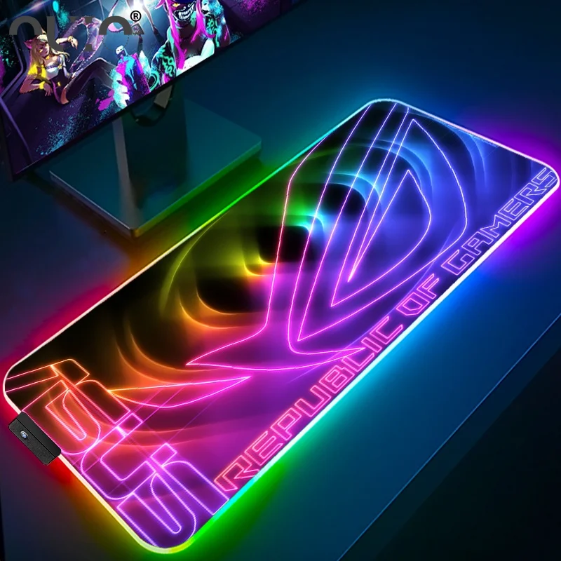 

Rog Asus Gaming Mousepad Game Slipmat RGB Led Setup Gamer Decoration Cool Glowing Mouse Mat Pc Republic of Gamers with Cable Rug