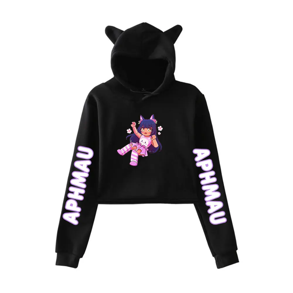 

Aphmau Logo Merch Print Cat Cropped Hoodies Women Girl Sweatshirts Long Sleeve Hoodd Pullover Crop Tops Pullovers
