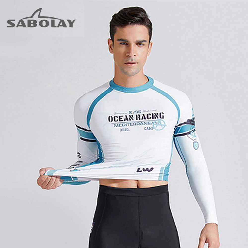 2022 Men's Rash Protection Split Long Sleeve Wetsuit Surf Swimsuit UV Protection Water Sports Quick Dry Shirt Swimming Surf Top